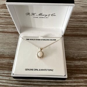 R.H. Macy & Co. 18k Gold over Sterling Silver Genuine OPAL & WHITE TOPAZ New